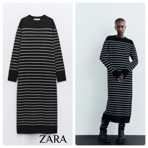 ZARA WOMEN - LONG STRIPED KNIT DRESS
